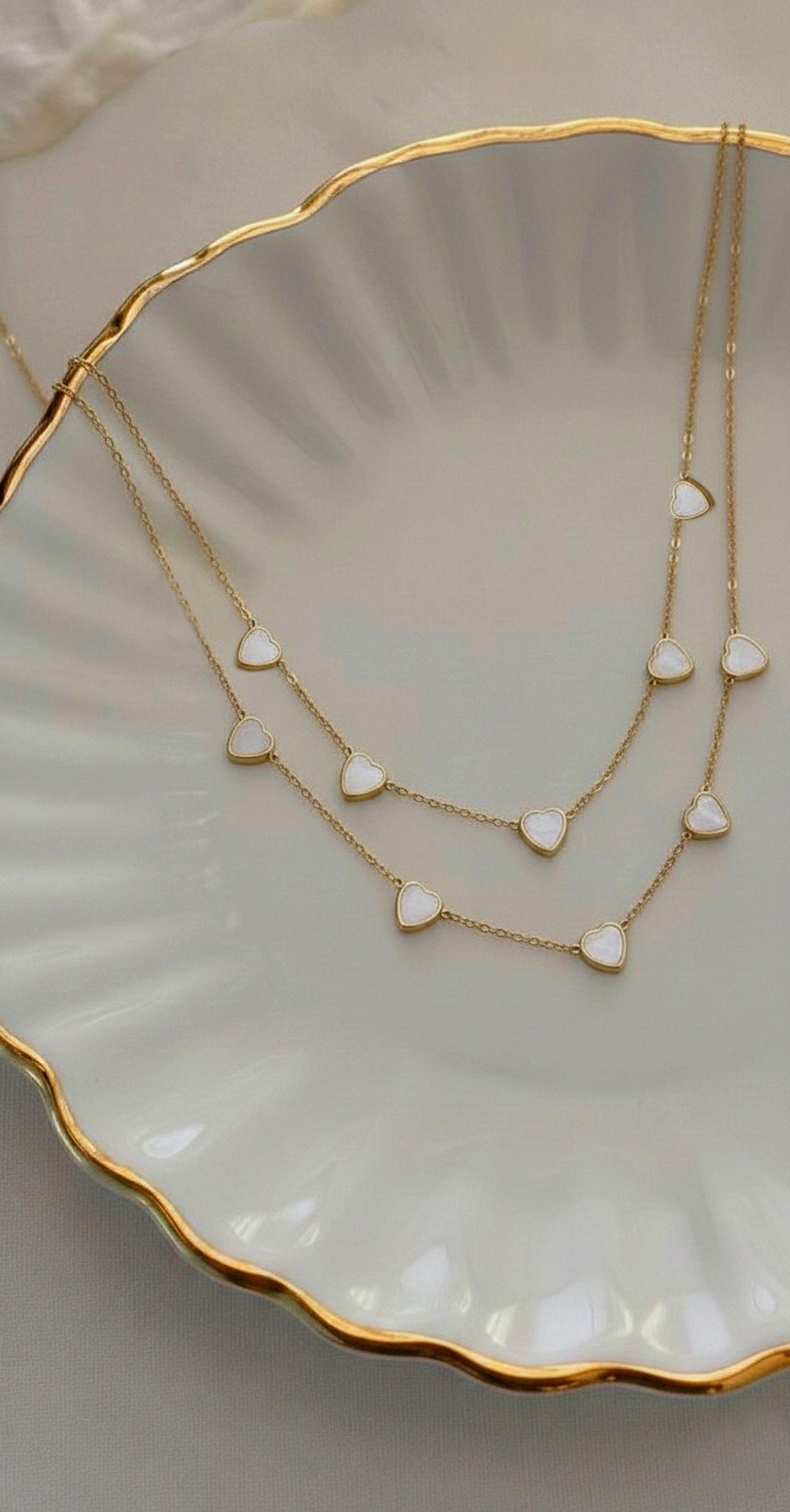 white hearts enamel necklace