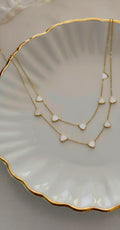 white hearts enamel necklace